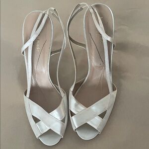 kate spade Ivory Satin Crisscross Slingback Sandals